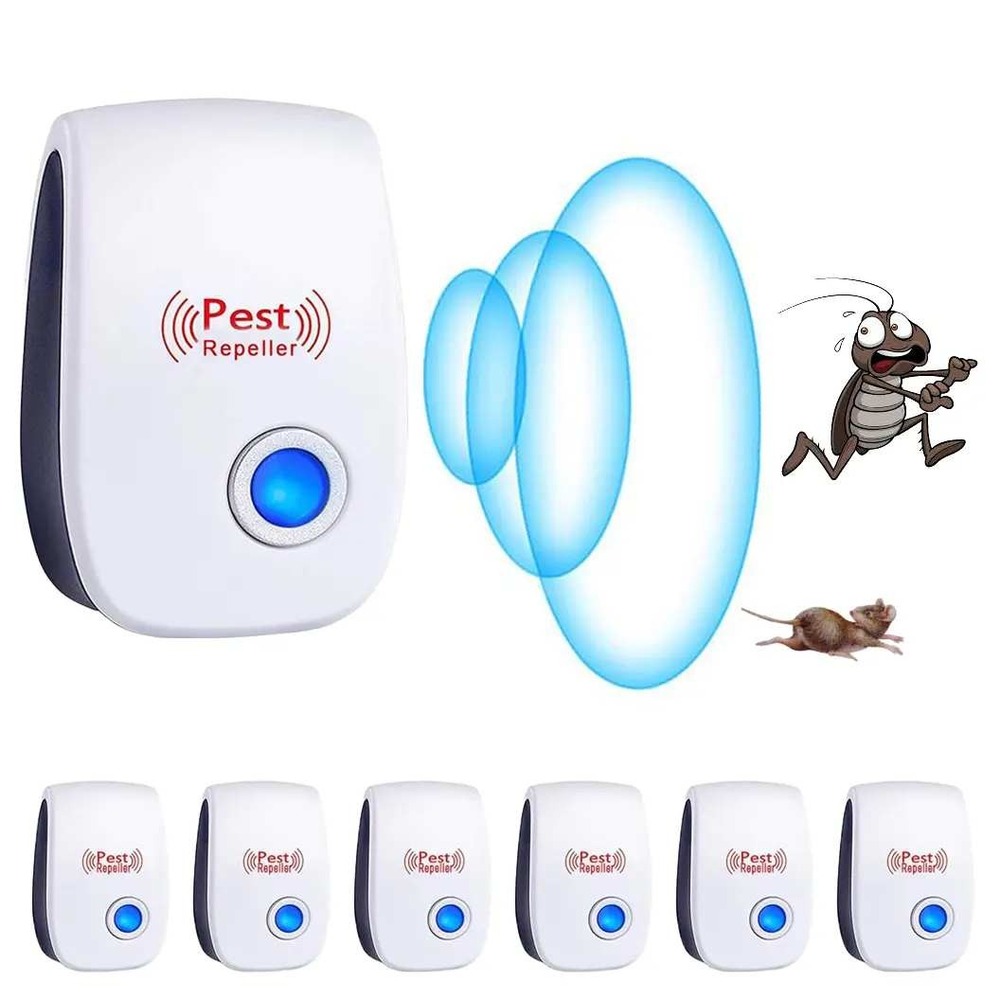 6 Pack Ultrasonic Pest Repeller Plug In Electronic Insect Rodent Control White